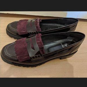 NWT New Salamander Kiltie Burgundy Leather Suede Loafer Size EU37/US 6.5